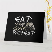 Eat Sleep Gym Herhaal Funny Quote Kaart (Gele Bloem)