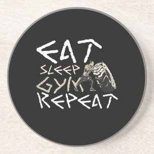 Eat Sleep Gym Herhaal Funny Quote Zandsteen Onderzetter