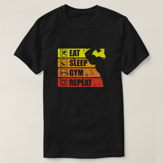 Eat Sleep Gym Repeat Cool Classic T-shirt (Design voorkant)