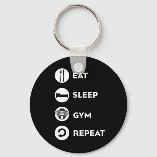 EAT SLEEP GYM REPEAT SLEUTELHANGER (Voorkant)