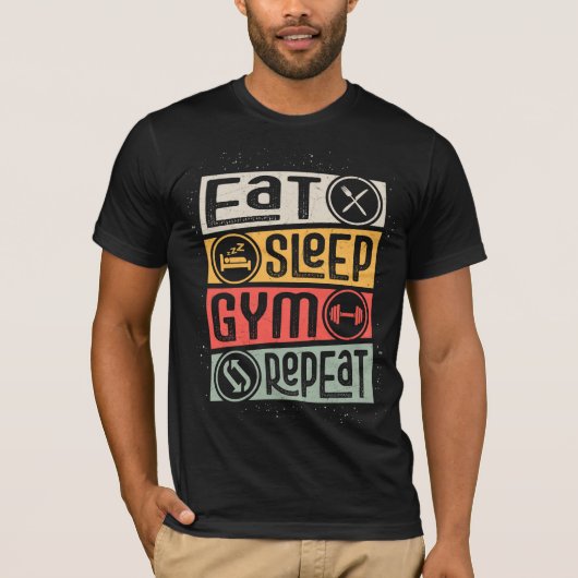 EAT SLEEP GYM REPEAT T-SHIRT (Voorkant)