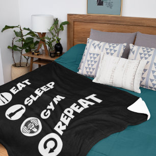 Eat Sleep Gym Repo Pictogram Fleece Deken