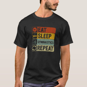 Eat Sleep Gymnastics Herhaal Retro 60s 70s Gymnast T-shirt