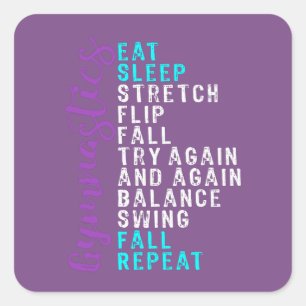 Eat Sleep Gymnastics Recovered2 Vierkante Sticker
