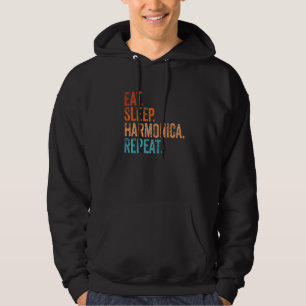 Eat Sleep Harmonica Herhaal Funny Musical I Hoodie