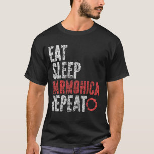 Eat Sleep Harmonica Herhalen T-shirt