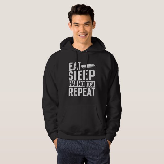 Eat Sleep Harmonica Repeat  Harmonica Hoodie (Voorkant volledig)
