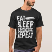 Eat Sleep Harmonica Repeat  Harmonica T-shirt (Voorkant)