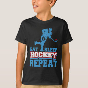 Eat Sleep Hockey Herhaal Funny voor Hockey Players T-shirt