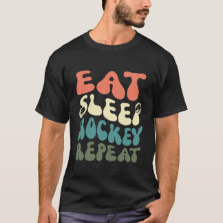 Eat Sleep Hockey Herhaal grappige retro  T-shirt