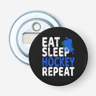 Eat Sleep Hockey Herhalen 3 Button Flesopener