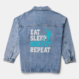 Eat Sleep Hockey Herhalen Denim Jacket