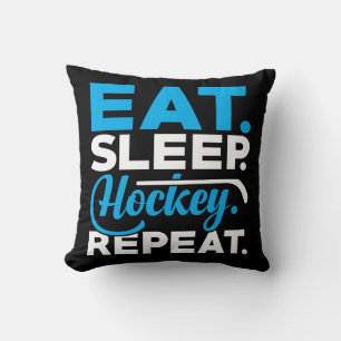 Eat Sleep Hockey Herhalen Kussen