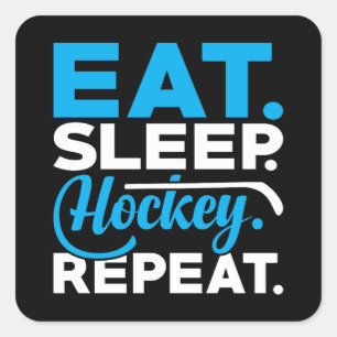 Eat Sleep Hockey Herhalen Vierkante Sticker