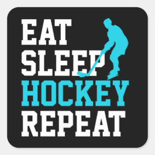 Eat Sleep Hockey Herhalen Vierkante Sticker