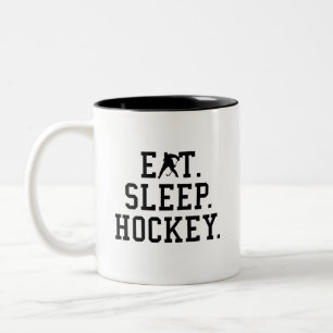 Eat Sleep Hockey - Hockey Lovers Tweekleurige Koffiemok
