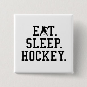 Eat Sleep Hockey - Hockey Lovers Vierkante Button 5,1 Cm