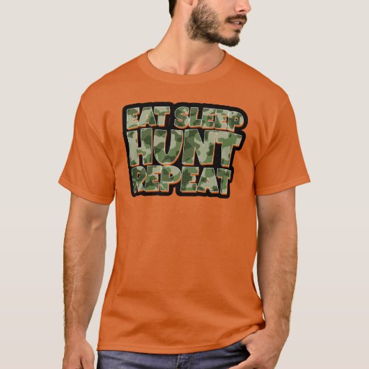 Eat Sleep Hunt Repuit Mannen Funny Tshirt (Voorkant)