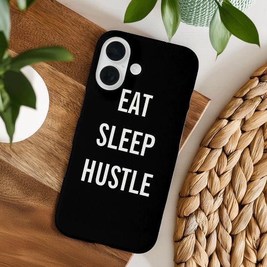 Eat Sleep Hustle | Zwart-wit typografie Case-Mate iPhone Case