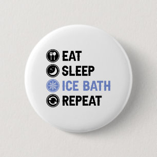 Eat Sleep Ice Bath Wim Hof Cold Shower Iceman Ronde Button 5,7 Cm