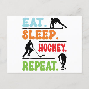 Eat Sleep Ice Hockey herhalen Briefkaart