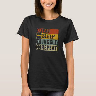 Eat Sleep Juggle Herhaal Retro 60s 70s jongleren T-shirt