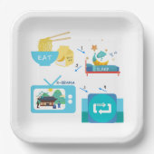 Eat Sleep K-Drama en herhaal Papieren Bordje (Voorkant)