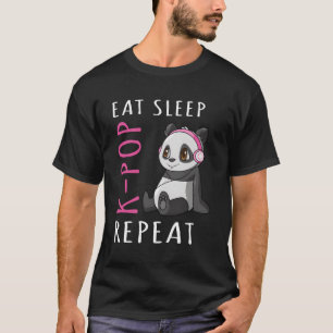 Eat Sleep K-Pop Herhaal Panda T-shirt