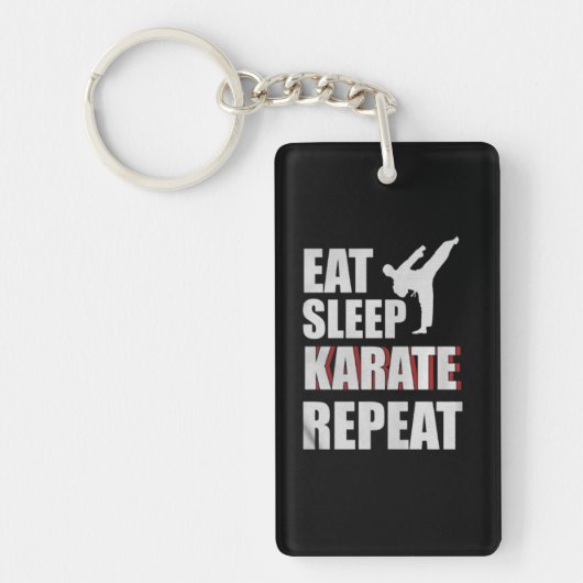 Eat Sleep Karate Herhaal aangepaste cadeautjes Sleutelhanger (Voorkant)