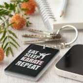 Eat Sleep Karate Herhaal aangepaste cadeautjes Sleutelhanger (Voorkant Rechts)