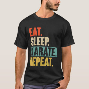Eat Sleep Karate Herhaal Retro Karate T-shirt