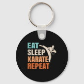 Eat Sleep Karate Repeat Funny Retro Karate Lover M Sleutelhanger (Voorkant)