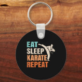 Eat Sleep Karate Repeat Funny Retro Karate Lover M Sleutelhanger (Voorkant)