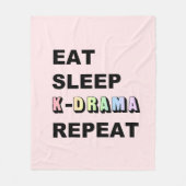 Eat Sleep Kdrama Herhalen Fleece Deken (Voorkant)