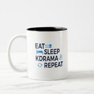 Eat Sleep Kdrama Herhalen Tweekleurige Koffiemok