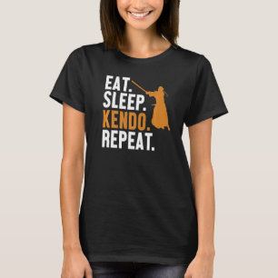 Eat Sleep Kendo Herhaal Kata Kenjusu Shinai Samura T-shirt