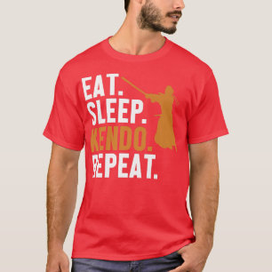 Eat Sleep Kendo Herhaal Kata Kenjusu Shinai Samura T-shirt