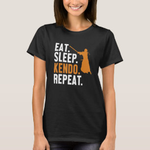 Eat Sleep Kendo Herhaal Kata Kenjusu Shinai Samura T-shirt