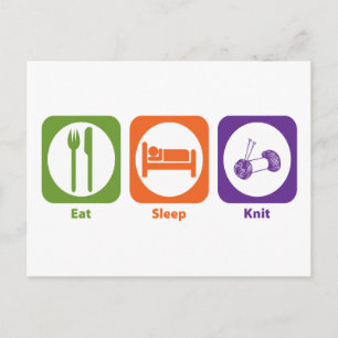 Eat Sleep Knit Briefkaart