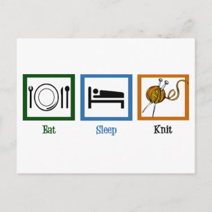 Eat Sleep Knit Briefkaart