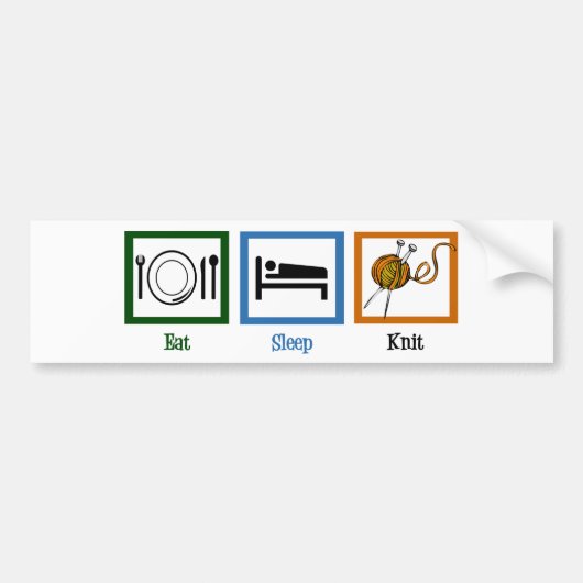 Eat Sleep Knit Bumpersticker (Voorkant)