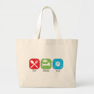 Eat Sleep Knit Grote Tote Bag