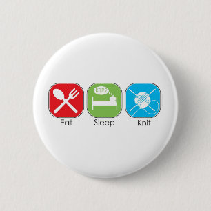 Eat Sleep Knit Ronde Button 5,7 Cm