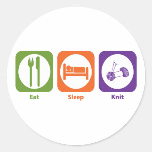 Eat Sleep Knit Ronde Sticker