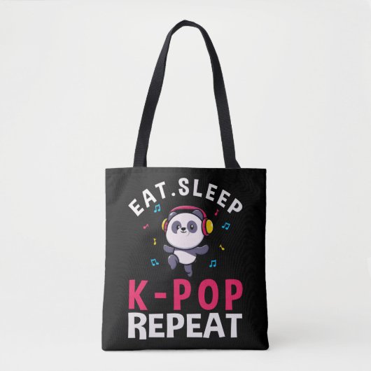 Eat Sleep KPop Herhaal Kawaii Panda Draagtas (Voorkant)