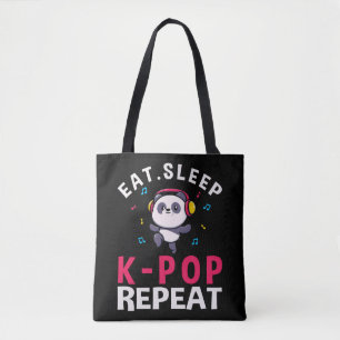 Eat Sleep KPop Herhalen Kawaii Panda Draagtas