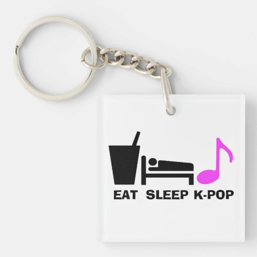 Eat Sleep Kpop Sleutelhanger (dubbele kleur) (Voorkant)