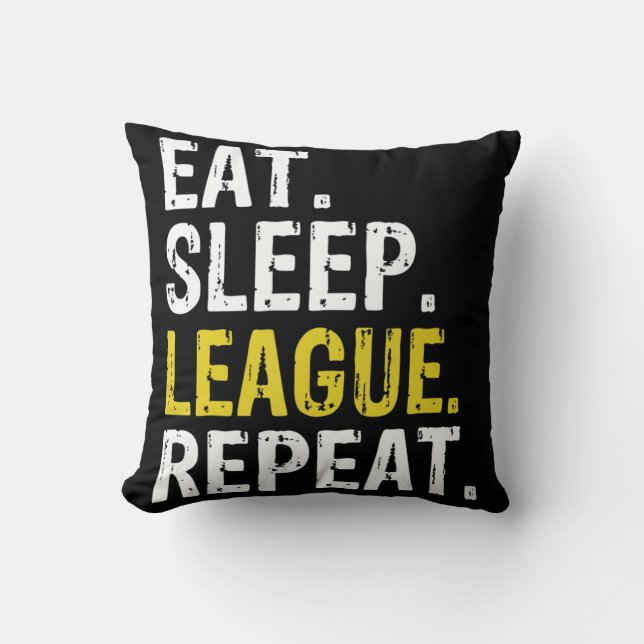 Eat Sleep League Herhaal gamegeling via sport Kussen (Voorkant)