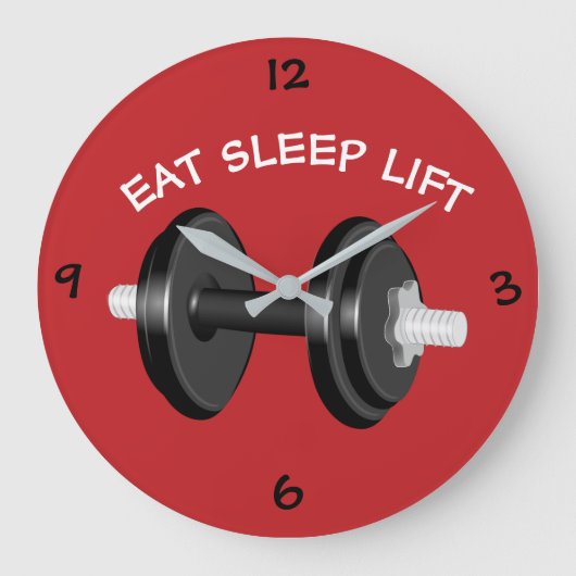 Eat Sleep Lift Barbell Workout Grote Klok (Voorkant)