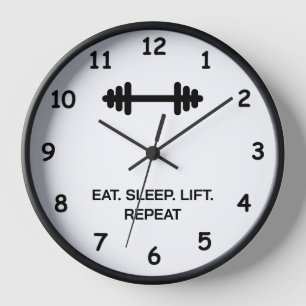 Eat Sleep Lift Herhaal gym klok voor fitnessruimte